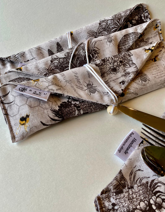 Reusable cutlery pouch- eco-friendly flatware pouch- no plastic, sustainable, zero waste gift- travel utensil bag